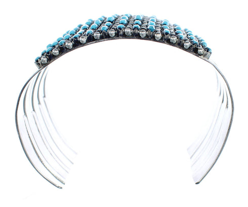 Zuni Turquoise Needlepoint Genuine Sterling Silver Cuff Bracelet AX124827